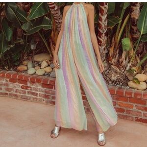 SUNDRESS Sophie Jumpsuit Pantsuit Anthropology pastel glitter M/L